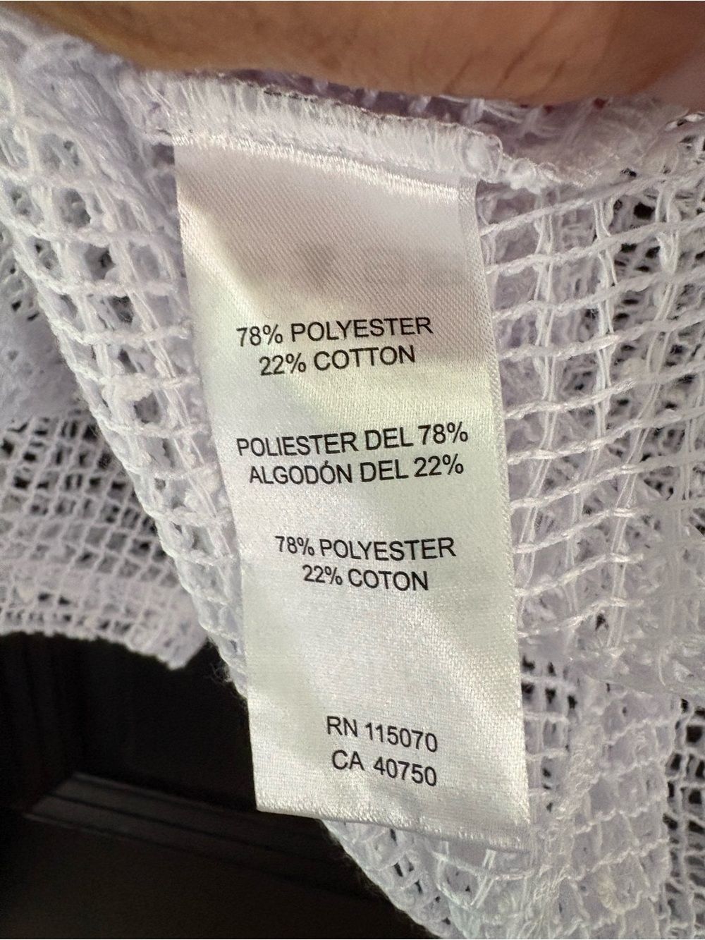 NWT Nina Leonard White Open-Weave Mesh Overlay Top - Picture 9 of 9